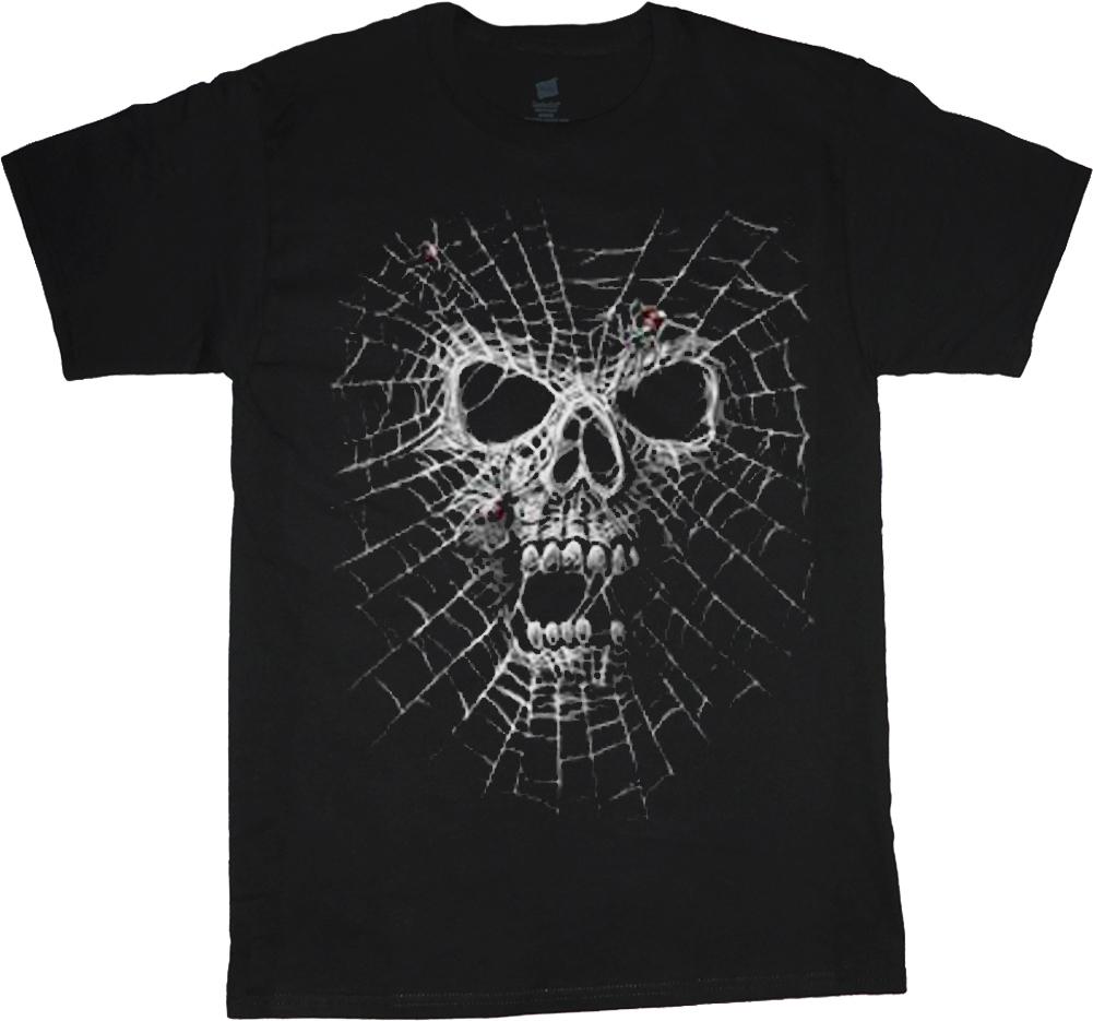 Mens Big and Tall T-shirt Spider Web Skull Shirt Halloween Graphic Tee S разноцветный