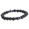 Volcanic Stone & Moonstone Men's Beaded Bracelet with Obsidian Accents