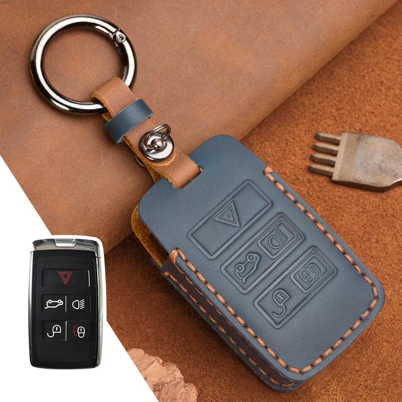 Echtleder-Schutzhülle für Land Rover Range Rover Sport Velar Evoque Freelander Discovery Jaguar XF XJ XJL XE Schlüsselanhänger Hülle