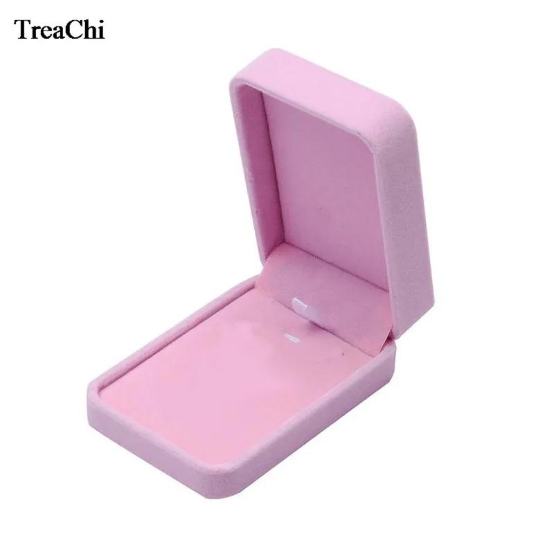 High Quality Pink Velvet Rounded Corner Jewelry Box Ring Earrings Necklace Pendant Bracelet Pearl Necklace Jewelry Gift Box