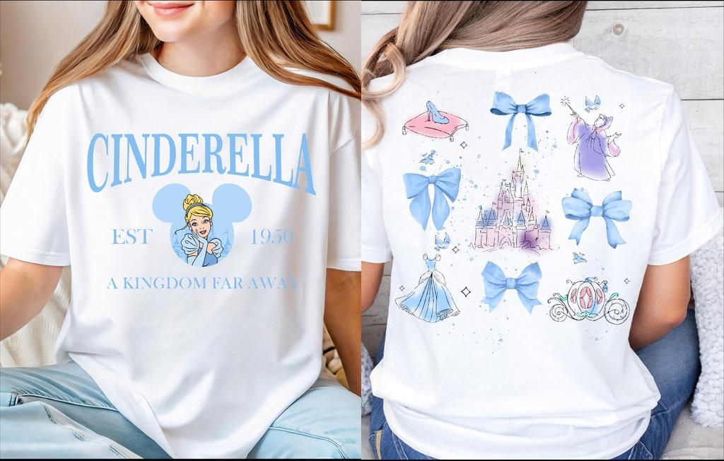 Summer Disney Cinderella Graphic Tshirt Men Women Fashion Cotton Quality Casual Loose Short Sleeve Classic Unisex