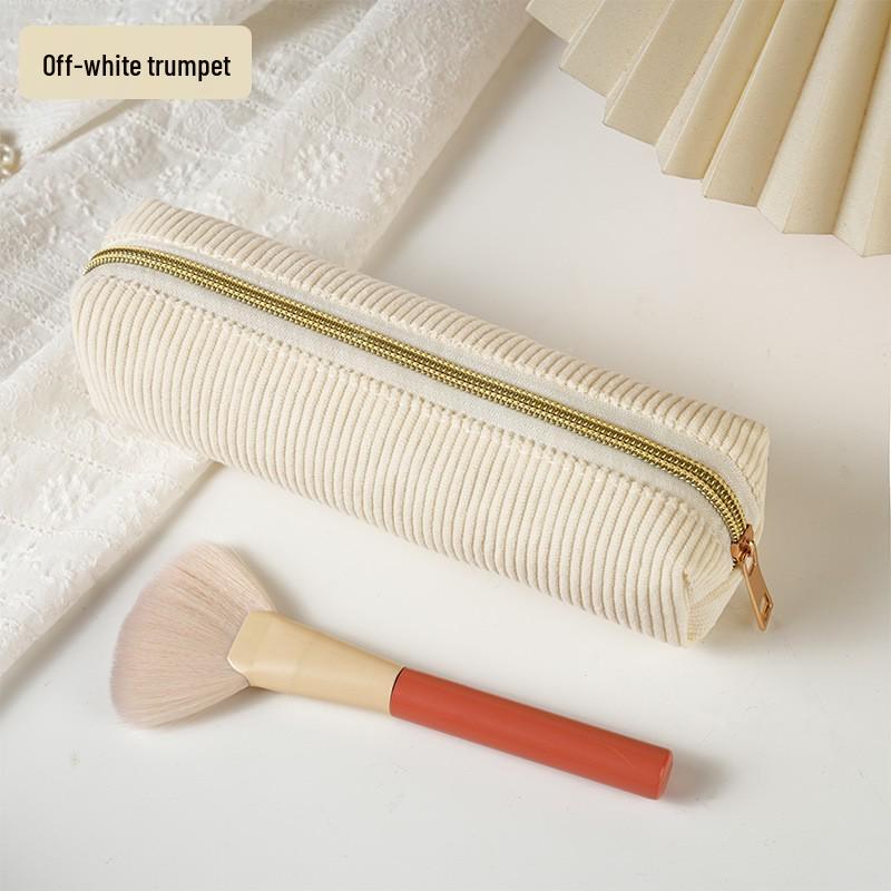 Korean Style Corduroy Pencil Case for Women, Large Capacity, High-Value Appearance, Versatile for Stationery or Makeup Brushes