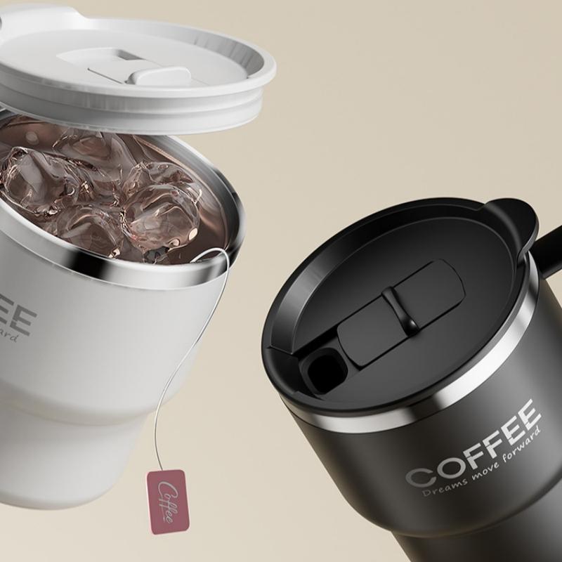 304 Stainless Steel Coffee Mug with Lid Double-Wall Travel Cup, Spill-Proof & Leakproof, Elegant Coffee Cup for Hot/Cold Drinks