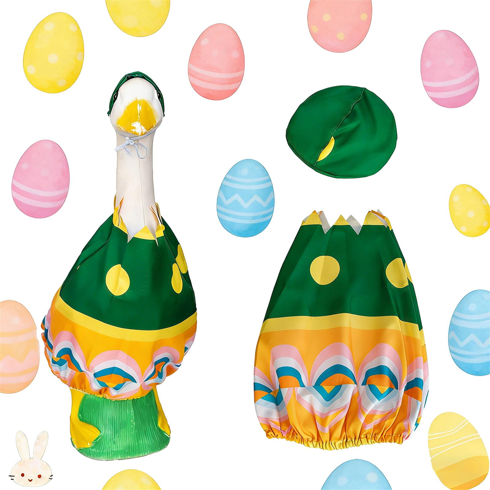 

Easter Porch Goose Costume Set Pick Egg Shaped Green Yellow Polka Dot Goose Outfit Colorful Pattern Goose Clothing Set One Size