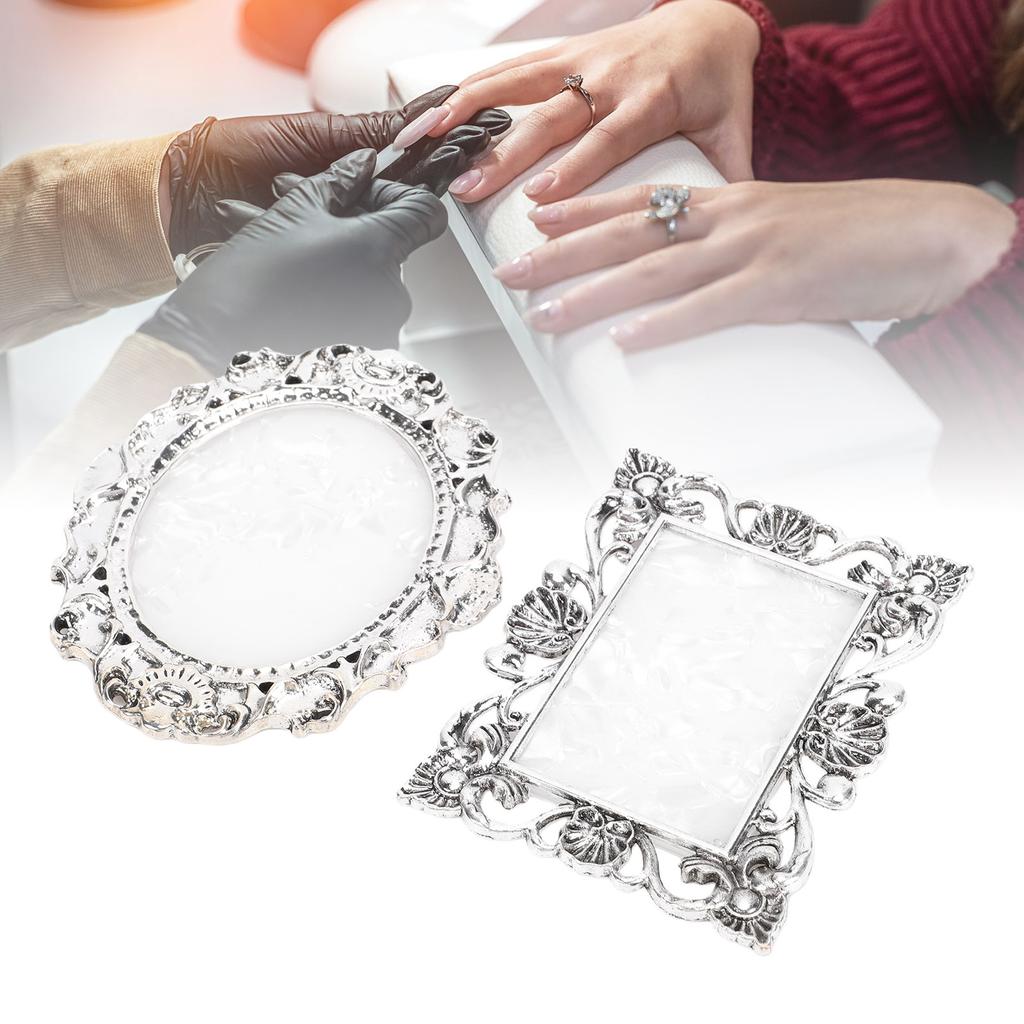 2 Pcs Nail Art Vintage Metal Resin Display Board Nail Polish Mixing