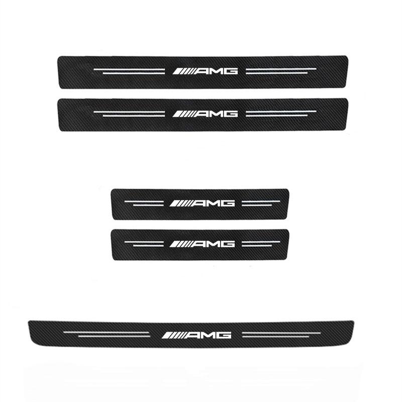 Car Door Sill Scuff Plate Decor Carbon Fiber Stickers For Mercedes Benz AMG A B C M ML GLA GLC GLS E Class W176 W205 W166 W246