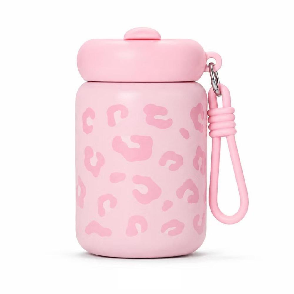 Leopard Print Straw Thermos Cup 360ml Drinking Water Cup Insulated Water Bottle Kitchenware