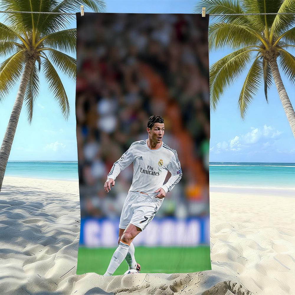 Asciugamano da Spiaggia in Microfibra Stampato Sport Calcio Asciugatura Rapida Morbido Assorbente Asciugamano da Bagno per la Costa