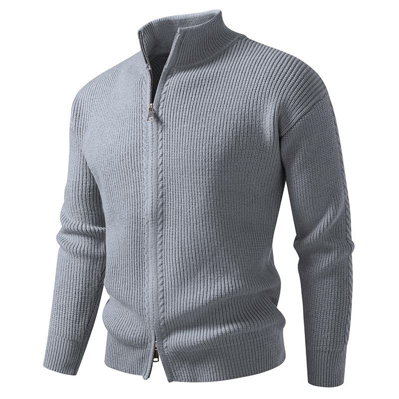 Zipper Fashionable Casual Stand Collar Sweater Jacket for Men