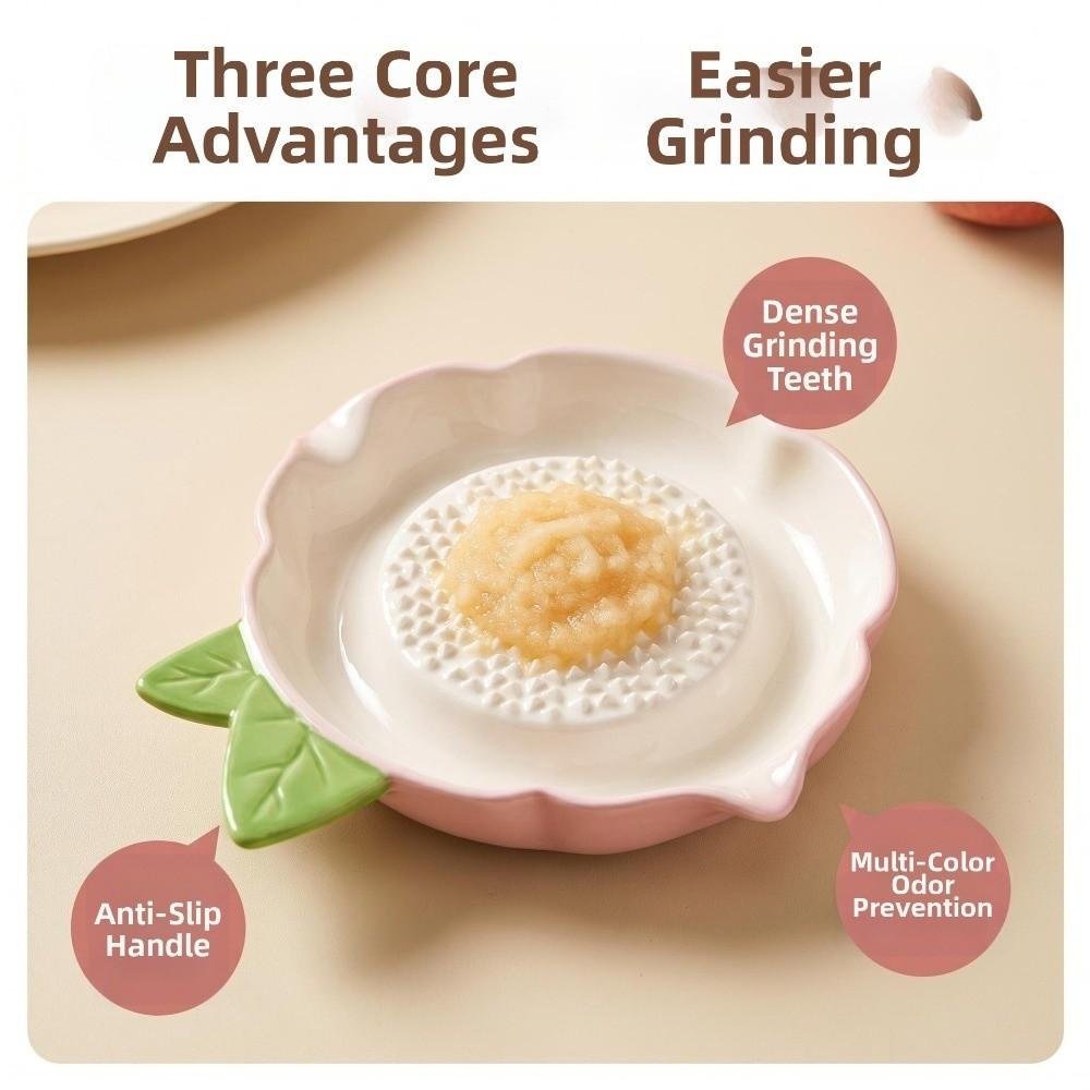 Raised Teeth Ceramic Grater Plate 2-in-1 Manual Garlic Masher Kitchen Puree Grater Restaurant