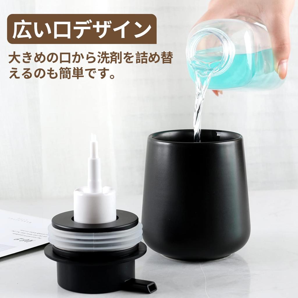Umlaca Foaming Ceramic Hand Soap Dispenser, Stylish Manual Refill, Wide Mouth, Press-Type Foaming Detergent Bottle, Suitable for Kitchen, Bathroom,