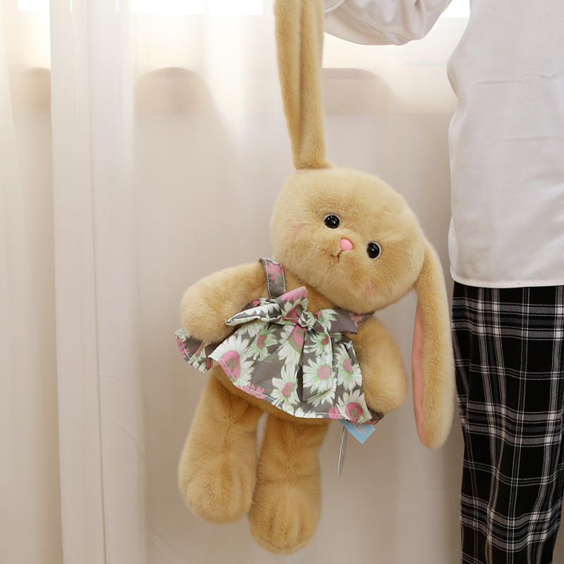 Cute Rabbit Plush Toy Stuffed Bunny Doll Gift For Girlfriend Birthday 35cm Brown