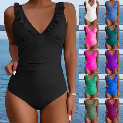 Dames eendelige mode bikini effen kleur sexy met bh-pads geen stalen bh badpak