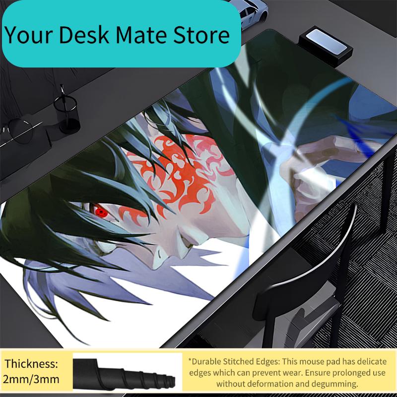 Mouse Pad Naruto Sasuke Office Professional E-sports Gamer Speed Gaming Rubber Keyboard Pad Notbook Desk Mat Edge White Mousepad
