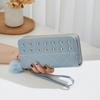 Rivets Woman Clutch Wallet Soft Plush Ball Square Card Bag Simple Women Long Purse  Female