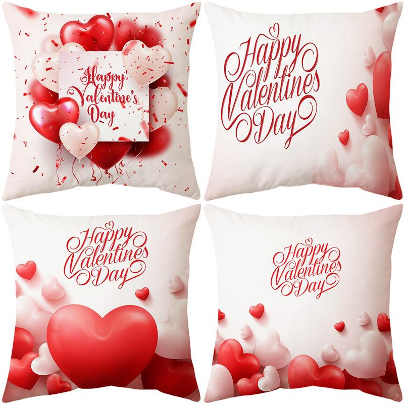 Pillow New Valentine's Day Pillow Case Pink Love Balloon Pillow Sofa Cushion Pillow Case
