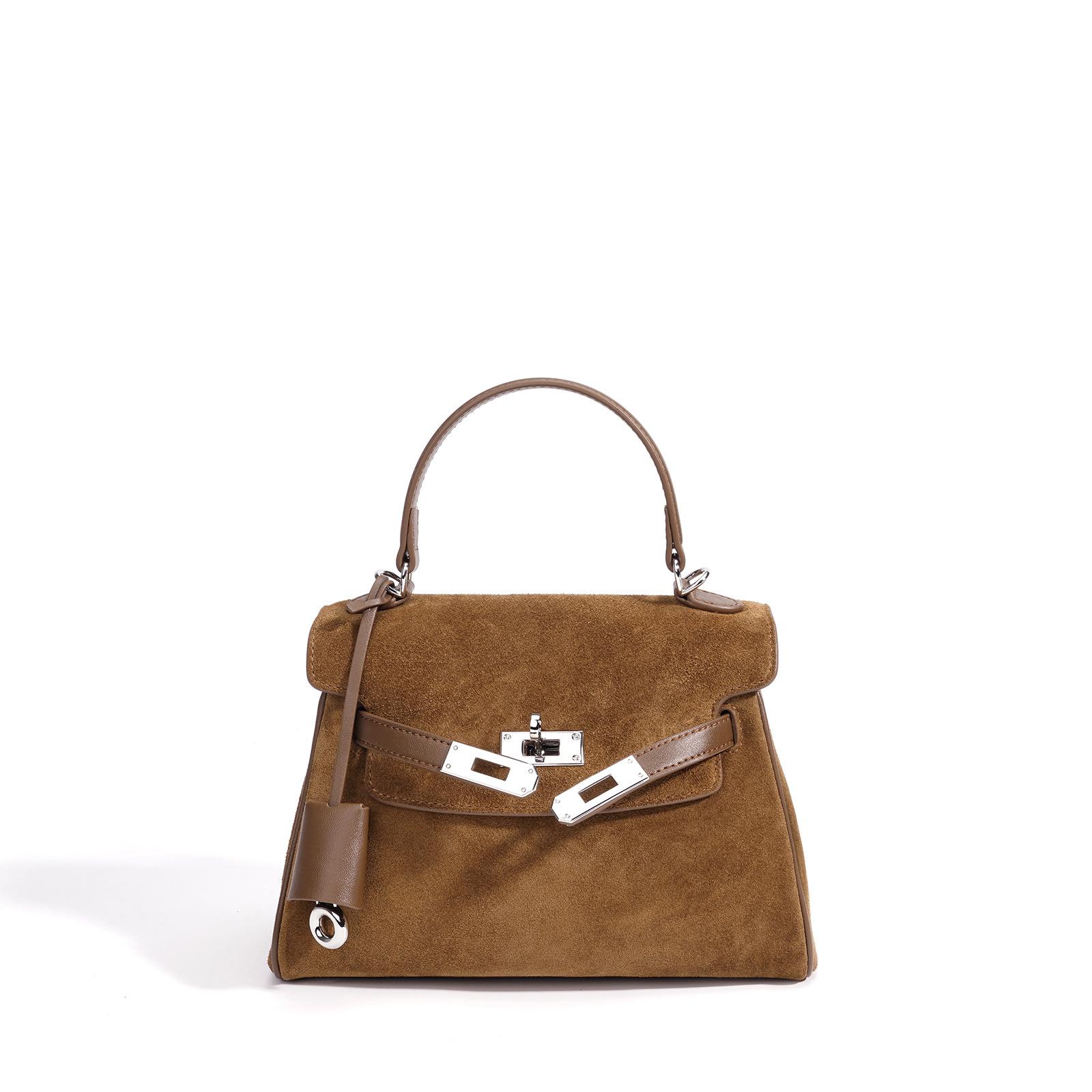 Frosted leather Kelly handbag premium small
