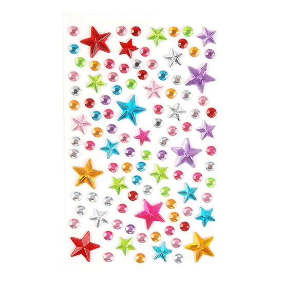 Colorful Star Rhinestone Face Stickers Dopamine Makeup Gems for Music Festival Self-Adhesive Body Jewels for Cheek Decoration