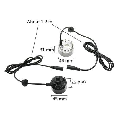 12 LED Lamp Beads Atomizer Aquarium Fish Tank Misting Maker Incubator Humidifier Indoor Rockery Landscaping Colorful Light