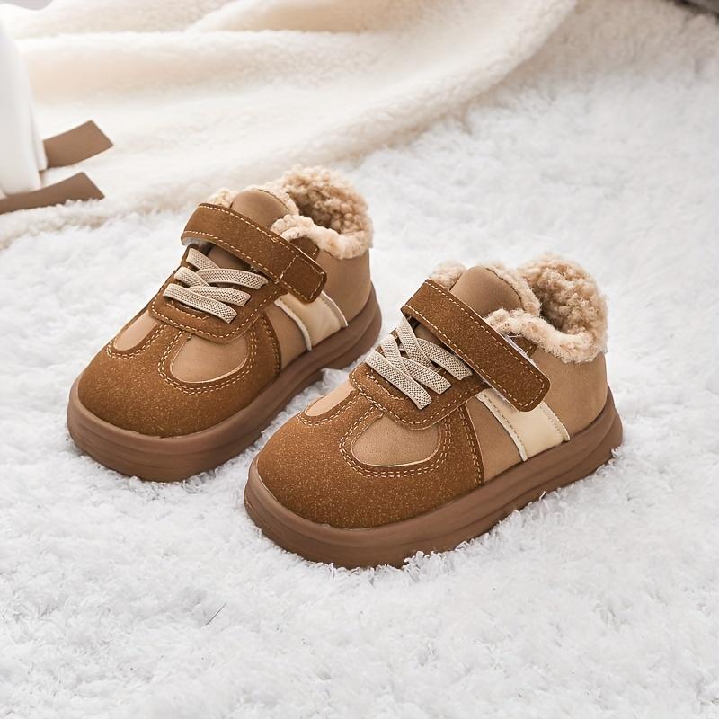 Adidași confortabili și stilați pentru copii cu închidere cu scai - Căptușeală caldă din pluș, Talpă durabilă din TPR, Perfecti pentru ținute casual de toamnă/iarnă