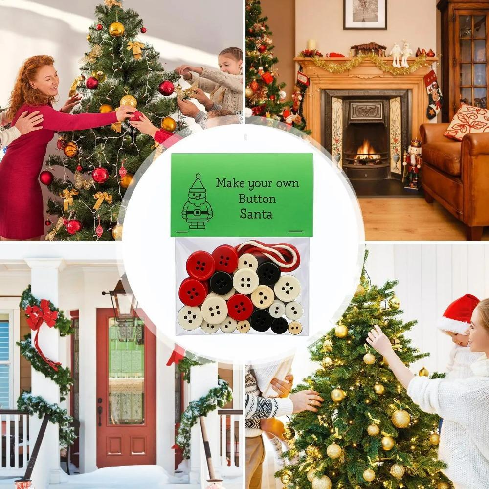 Julgransdekoration Handgjord DIY Knappprydnadssatser Knapp Jultomte Julhänge Materialkit