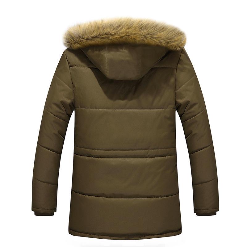 Winter Men's Cotton Padded Clothing Mid-Length Coat Men's Thickened Hooded Plus Size
