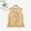 ZANZEA Women Casual V-Neck Summer Loose Sleeveless Print Vest Tops