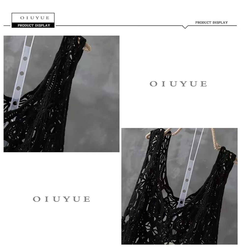 OIUYUE Openwork Knit Summer Tank Loungewear Women's V-Neck Camisole, Sleeveless, Top, Top, (Free Size, Beige)