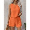 Casual Women Sleeveless Outfit Set With Button Detailing For Spring