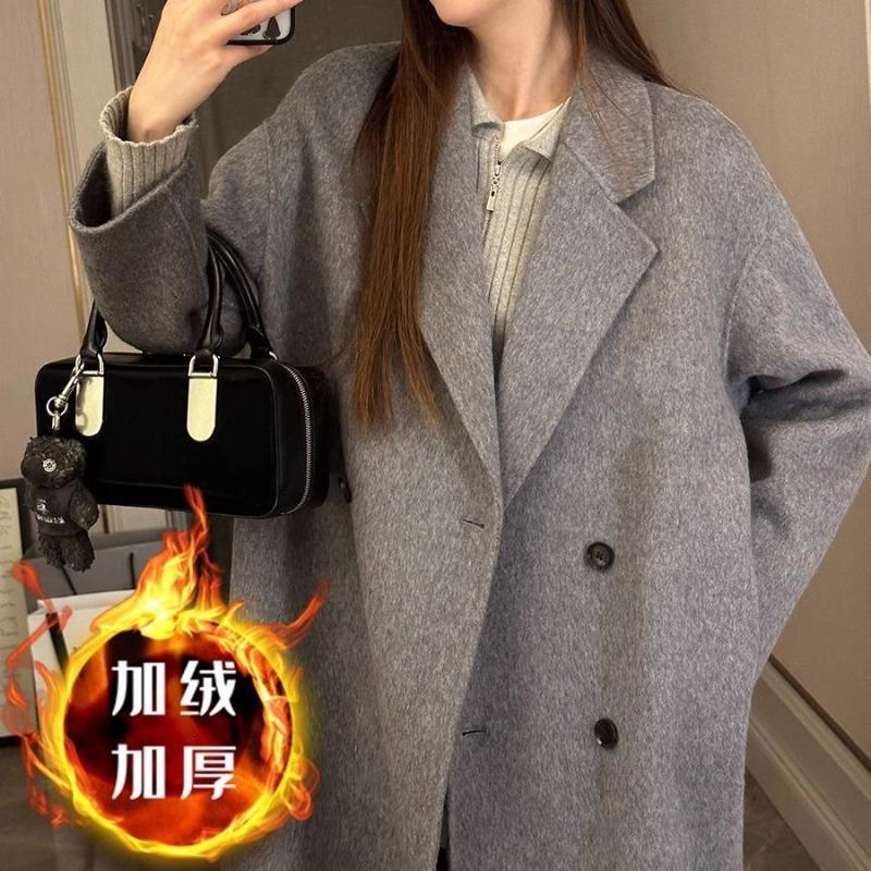 woolen coat down jacket down liner duck down medium and long, new thickened woolen coat for women in autumn and winter