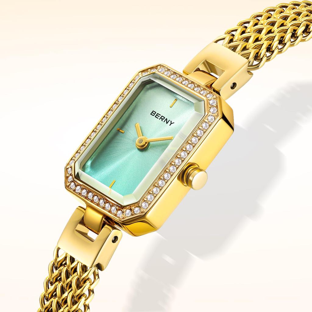 BERNY Watch with Bracelet Crystal Stylish and Luxurious Birthday Gift 3ATM Water Resistant Women's Set, Embellished, -