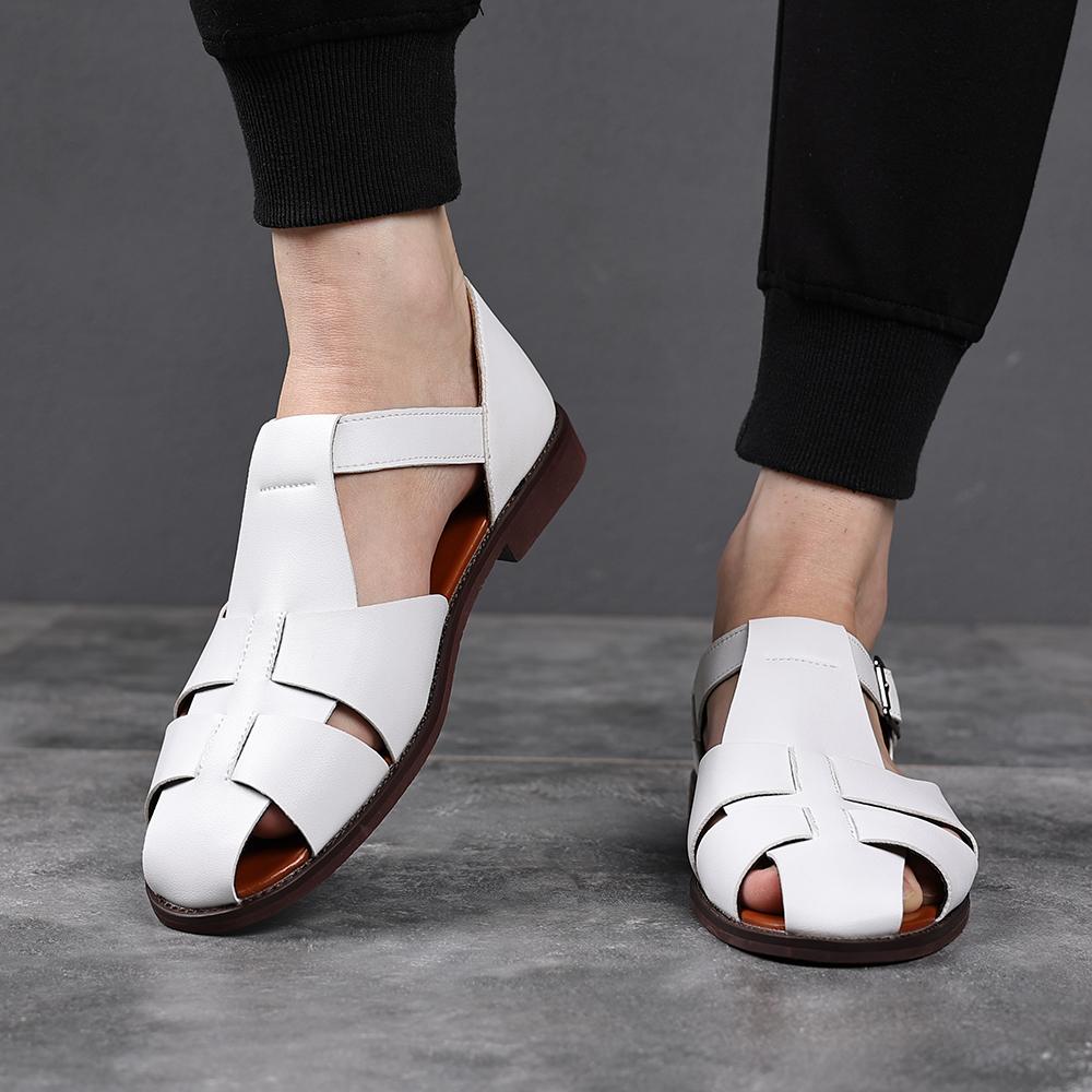 Fashion Summer Men's Fisherman Sandals High-Quality Comfortable Breathable With Cross -Buckle Toe Caps  Are Lightweight And Casual Shoes