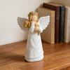 Figurka Aniołka Dziewczynki z Żywicy Statua Rodzinna Matka Córka Syn Rzeźba Dekoracja Ornament na Biurko do Domu Biura Salonu