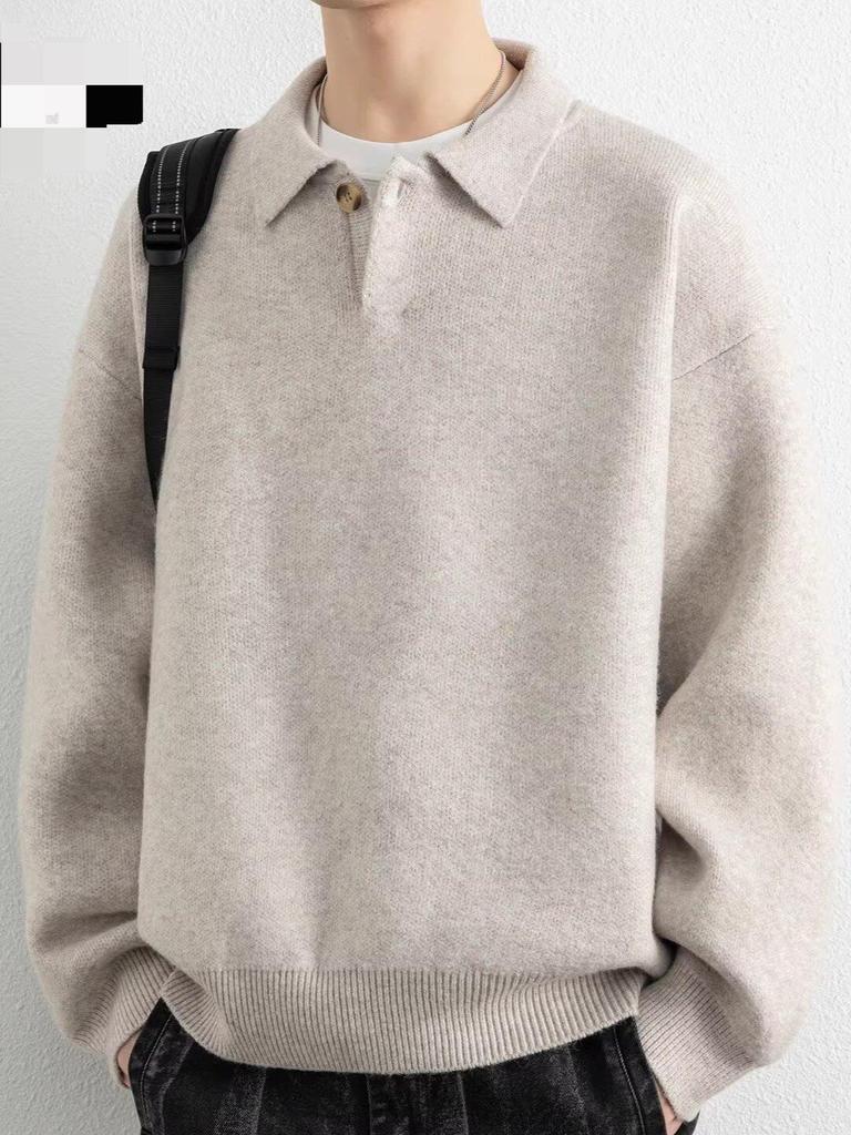 Men's Plus Size Retro Lapel Knitwear Sweater - Autumn/Winter Casual Versatile Style