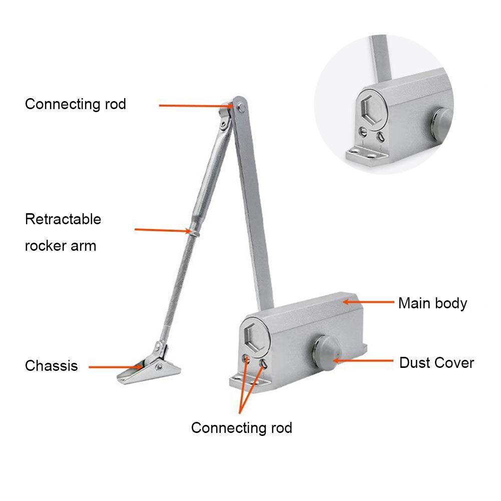 Automatic Gate Closer Metal Hydraulic Buffer Door Stopper Adjustable Speed Door Mute Closing Equipment 25 To 85KG Door Hardware