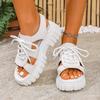 2026 New Ladies Shoes Lace-up Women's Sandals Fashion Open Toe Casual Summer Hollow Out Plus Size Concise Platform Sandals