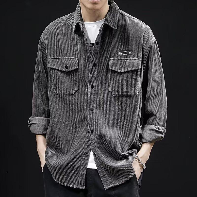 

Spring Men s Large Size Casual Solid Color Long Sleeve Shirt XL темно-сірий колір