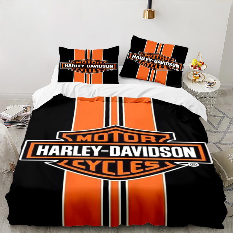 Harley-davidson Motorcycle Artwork 3PCS Bedding set,Ideal for 1pc Duvet Cover And 2pcs Pillowcases Perfect for Fan gift,Ideal for Bedroom, Dormitory