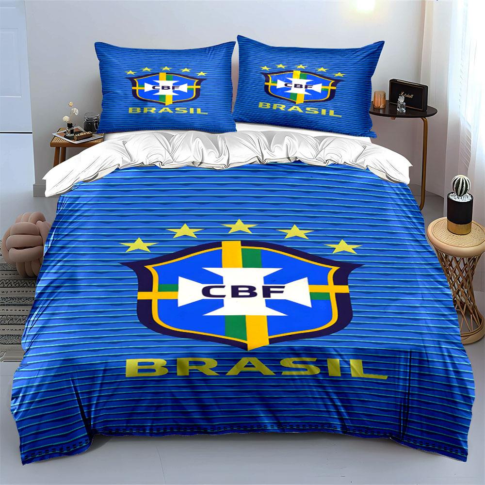 Brazil Soccer Crest Pattern. Bedding Sets Duvet Cover Sets Duvet Covers Pillowcases(1 * Duvet Cover 2 * Pillowcases Without Duvet Insert)