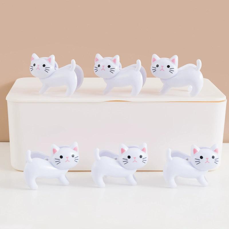 6Pcs Food Sealing Clips Cute Cat Shape Home Laundry Hanging Clothes Sock Clips Office Message Photo Clamps Home Storage Tools белый 2680₽