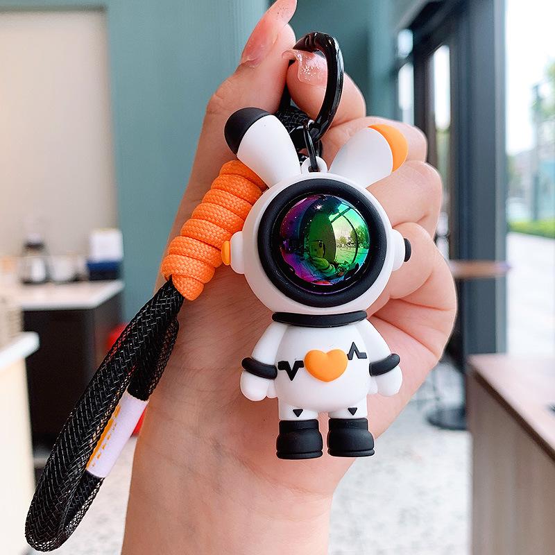 Creative Rabbit Astronaut Ecg Rabbit Keychain Rabbit Doll Car Key Chain New Small Gift Opp bag packaging