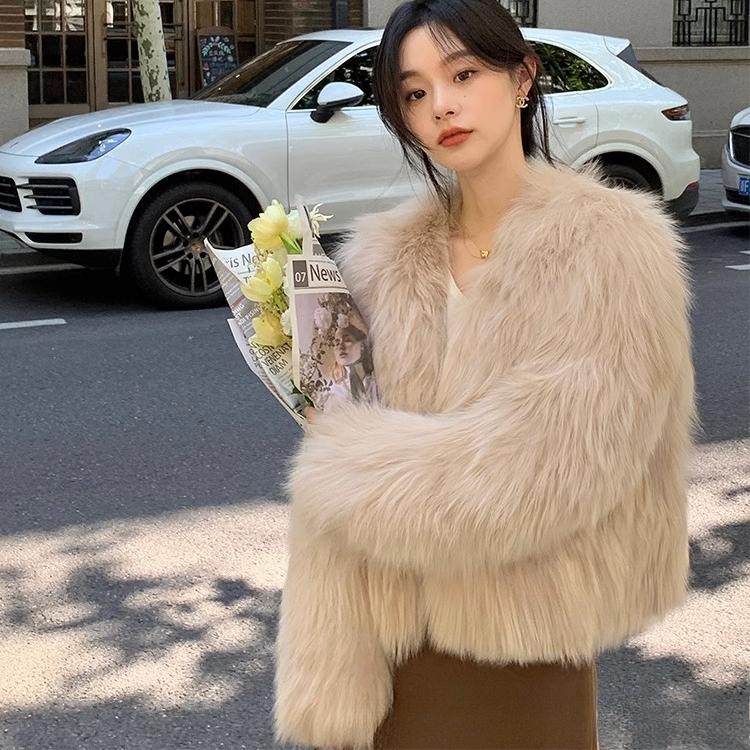 Autumn and Winter Fur Women's Short New Imitation Fox Hair Internet Celebrity Young Winter Fur Short Coat