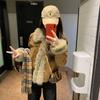 Retro Brown Korean Style Women's Winter Jacket - Thickened Short Patchwork Fur Top 2025