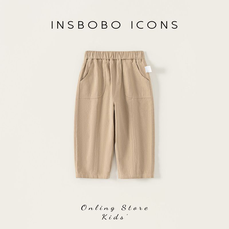 Insbobo Boys Pants Autumn Straight-Leg Pants 2025 Spring and Autumn New Baby Casual Pants Children s Clothing Kakh 100