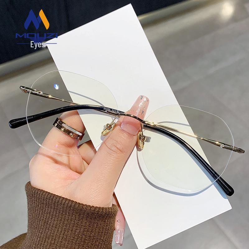 Stylish Rimless Pure Titanium Eyeglass Frames: Unisex Anti-Blue Light Slim Frames