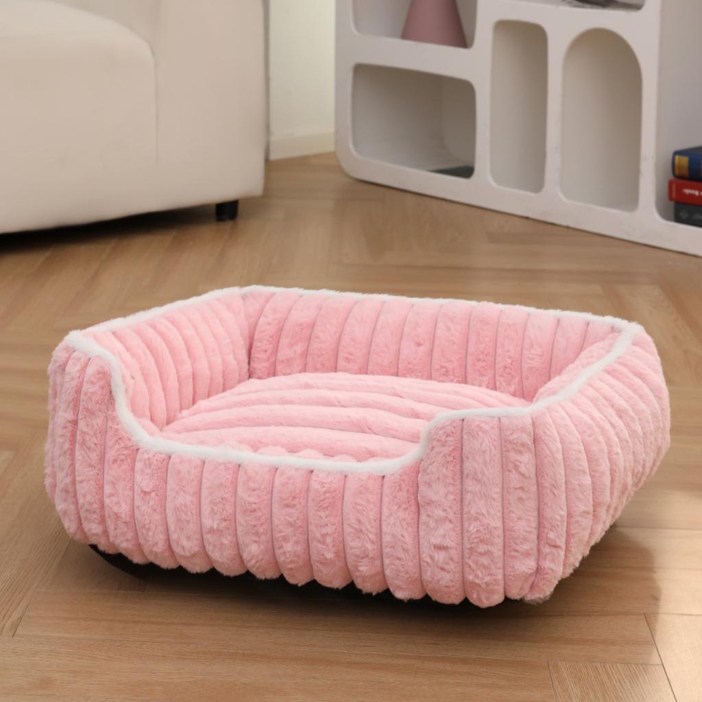 Cat nest, thickened straight bar square nest, rabbit plush, soft and comfortable pet bed for deep sleep, also suitable for dogs
