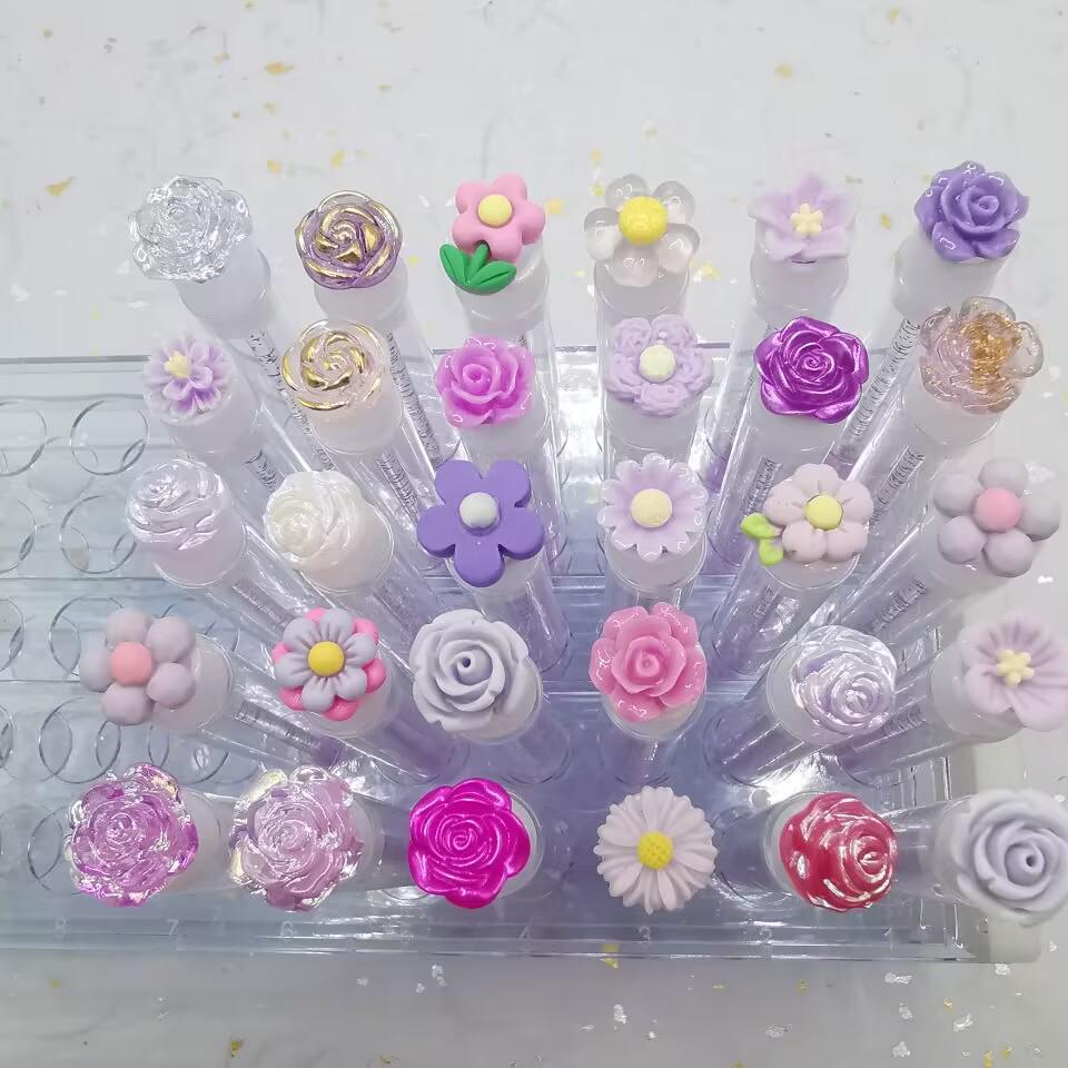 Disposable Flower Series Eyelash Brush with Transparent Test Tube Packaging