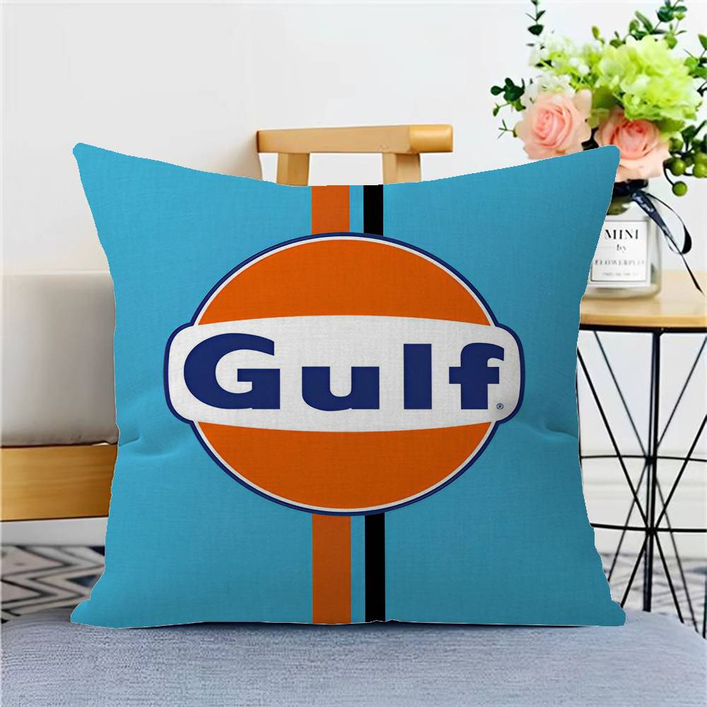 G-Gulf Racing Car Logo Pillow Covers Cartoon Sofa Decorative Home Double-sided Printing Short Plush Cute Cushion Cover