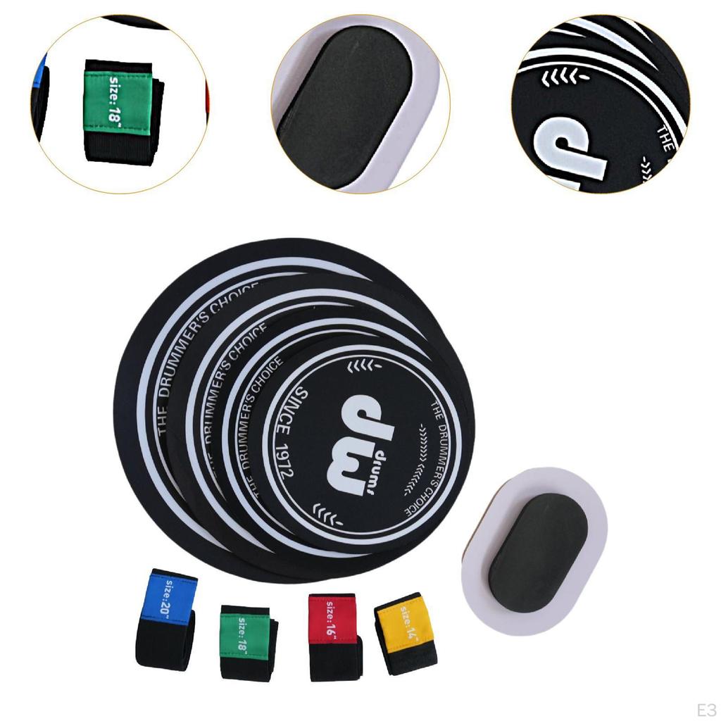Almohadillas Silenciadoras para Batería de 10 12 14 16 Pulgadas, Juego de Almohadillas de Práctica para Platillos y Batería