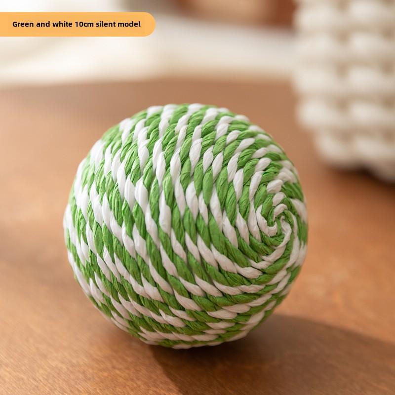 Cat Colorful Sisal Ball Toy Wool Ball Teasing Cat Ball Plush Self-hi To Relieve Boredom and Resist Biting Teeth Grinding Stick Teasing Cat Supplies